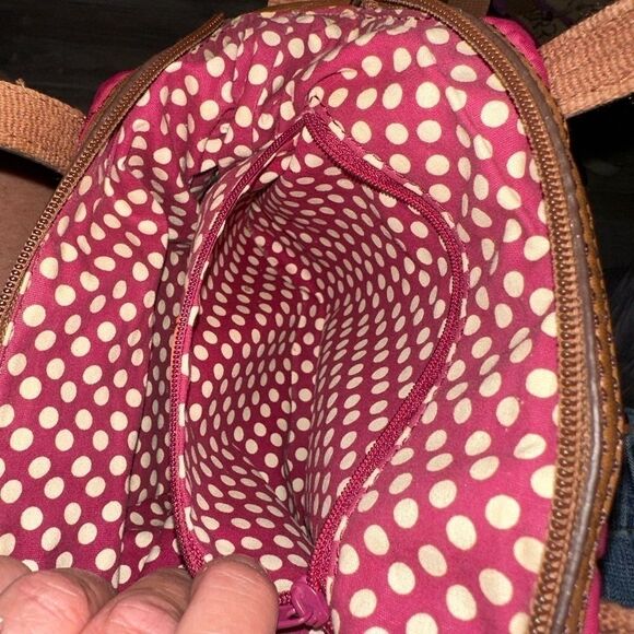 Fossil key-per red quilted crossbody tote bag EUC - Picture 14 of 16